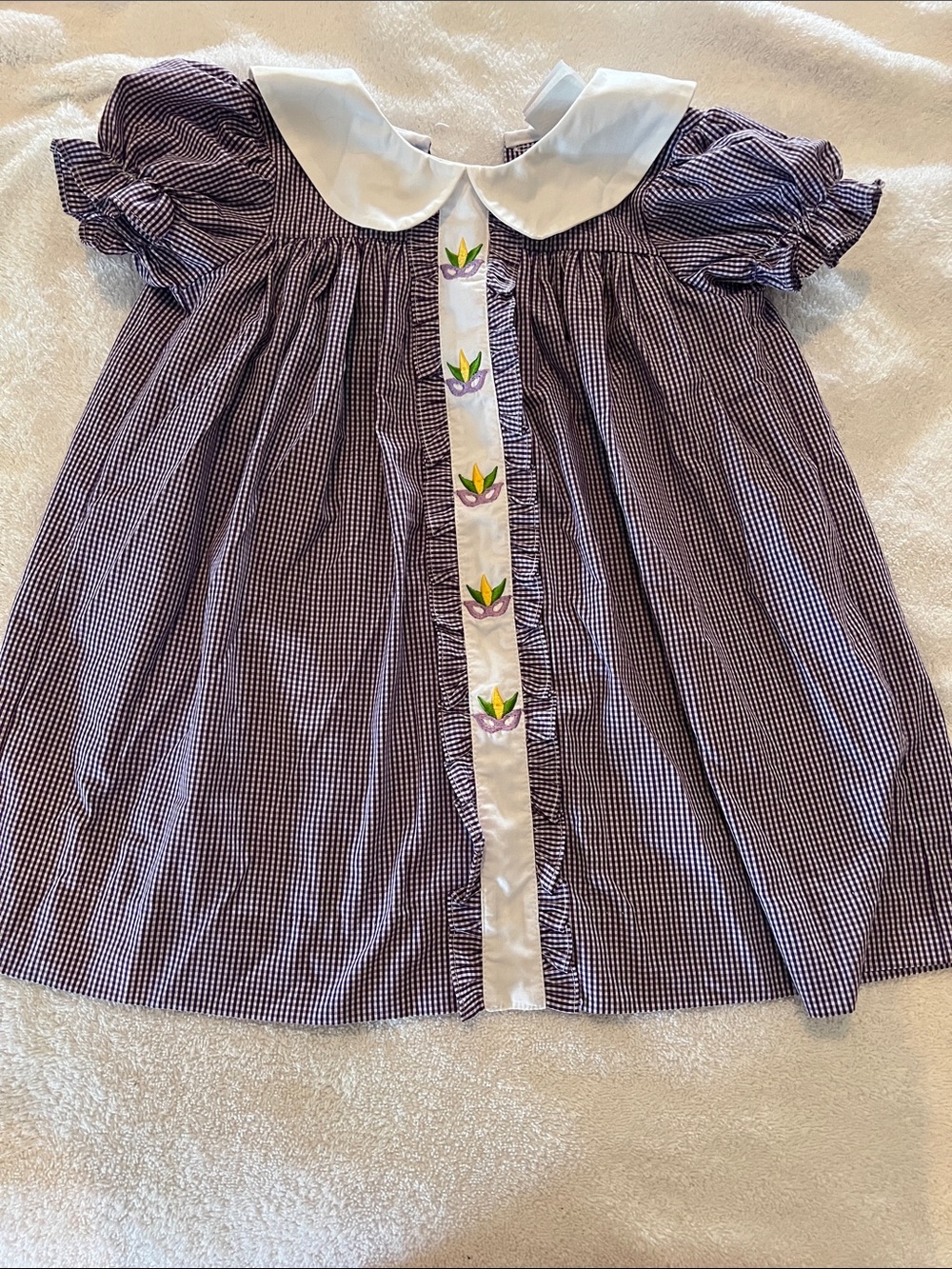 Classic Purple Gingham Peter Pan Collar Toddler Top